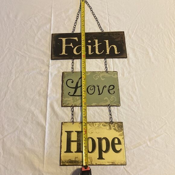 Faith Love Hope Metal Home Decor Multi Wall Sign EUC - Picture 4 of 12